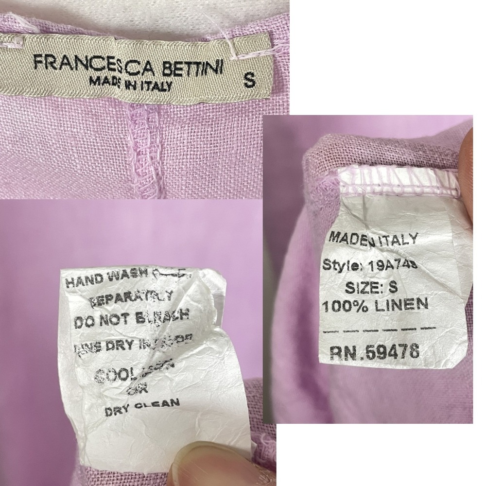 Francesca Bettini Small Lilac Pink Linen Midi Dress Made in Italy Ruffle Hem - Picture 15 of 16